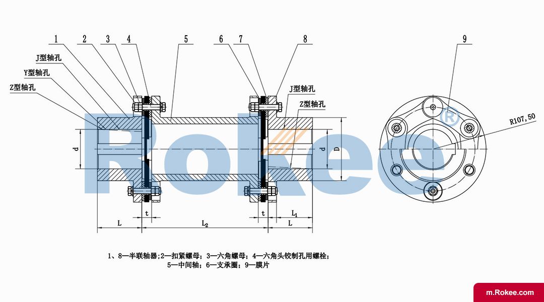 JMIJ Double Diaphragm Coupling With Intermediate Shaft