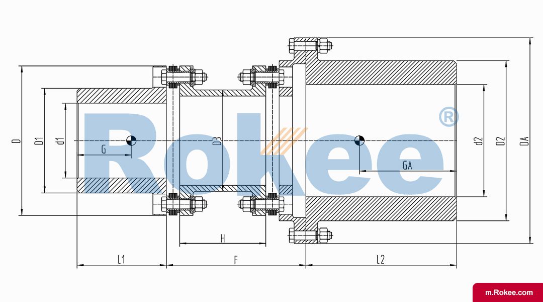 RLAF Large & Small Shaft Mounted Metal Diaphragm Coupling