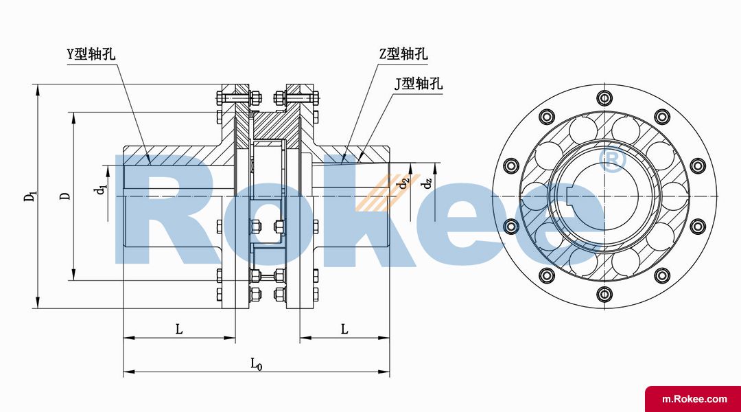 LMS/MLS Flexible Plum Jaw Coupling With Double Flange